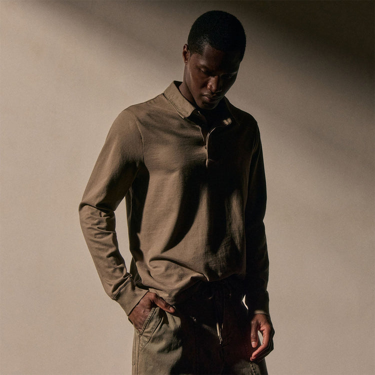 Heavy Luxe Rugby Polo in Caribou | James Perse Los Angeles