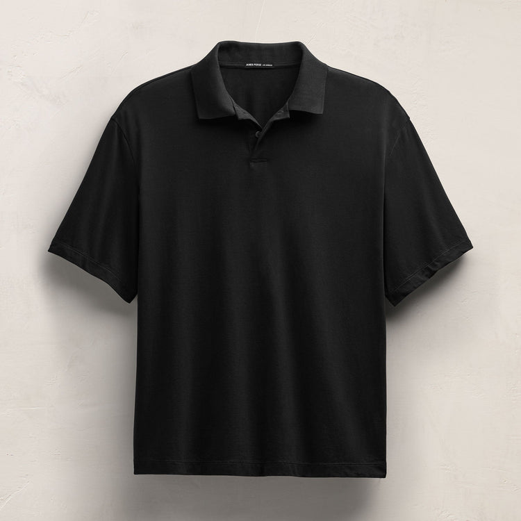 Heavy Luxe Jersey Oversized Polo in Black | James Perse Los Angeles