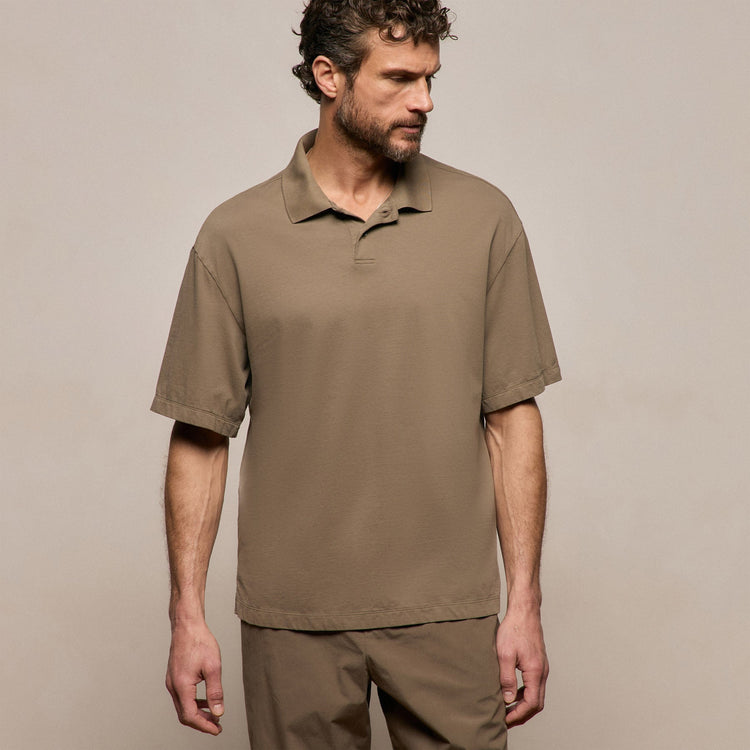 Heavy Luxe Jersey Oversized Polo in Light Olive | James Perse Los Angeles