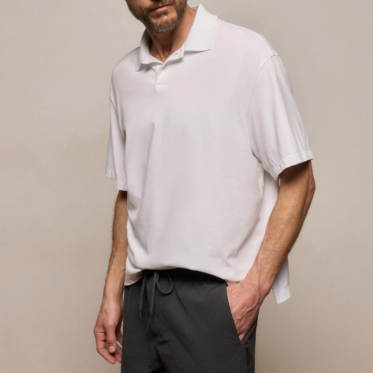 Heavy Luxe Jersey Oversized Polo in White | James Perse Los Angeles