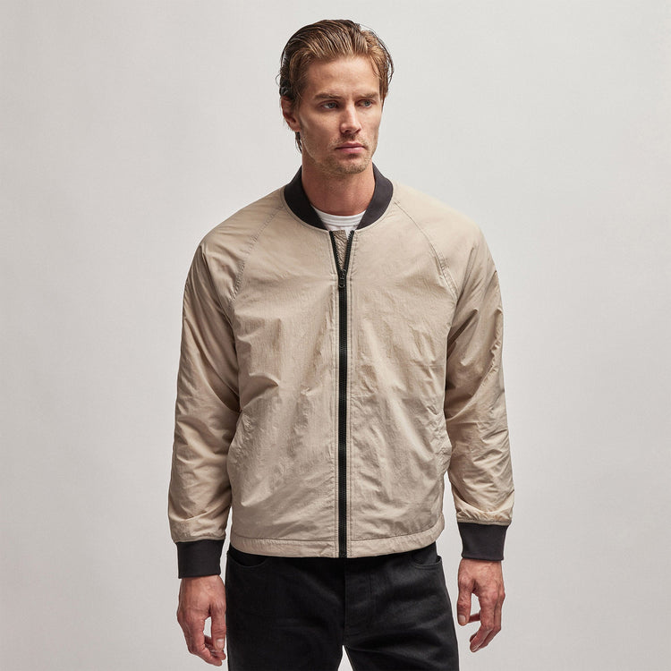 Nylon Bomber Jacket Lined in Toast | James Perse Los Angeles