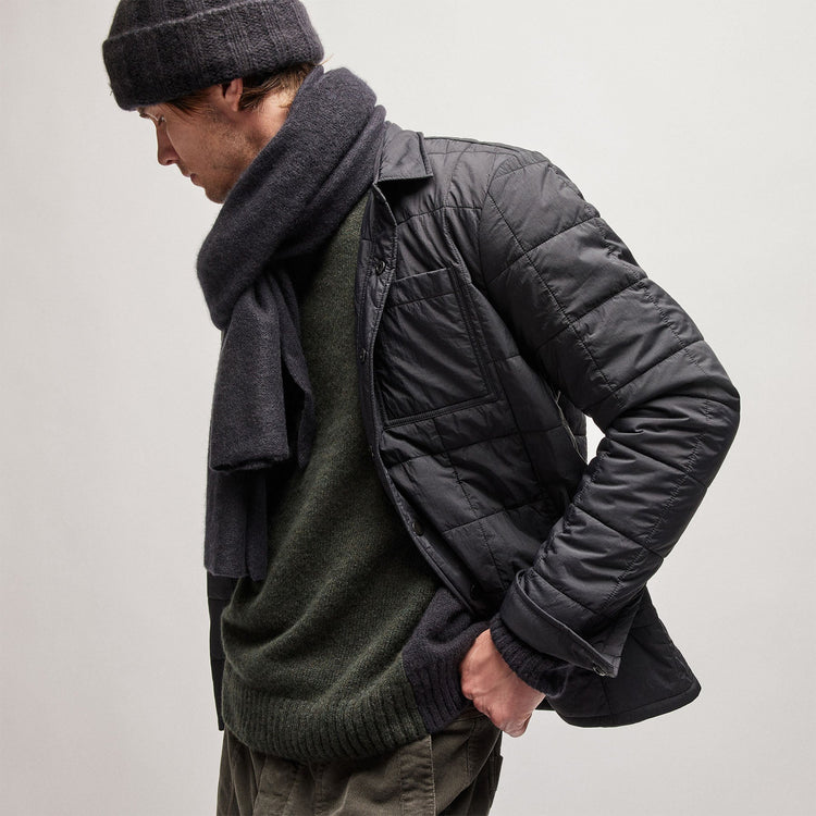 Quilted Shirt Jacket in Black | James Perse Los Angeles