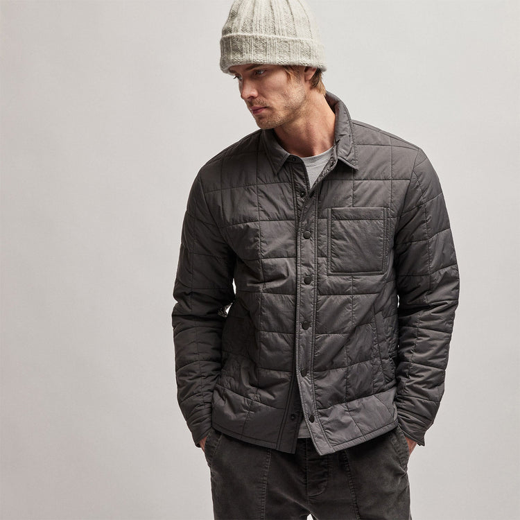 Quilted Shirt Jacket in Carbon | James Perse Los Angeles