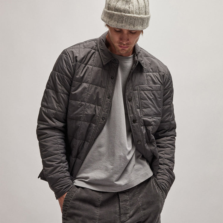Quilted Shirt Jacket in Carbon | James Perse Los Angeles