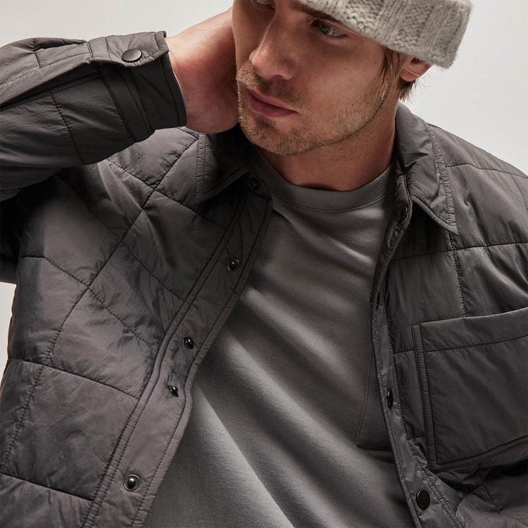 Quilted Shirt Jacket in Carbon | James Perse Los Angeles