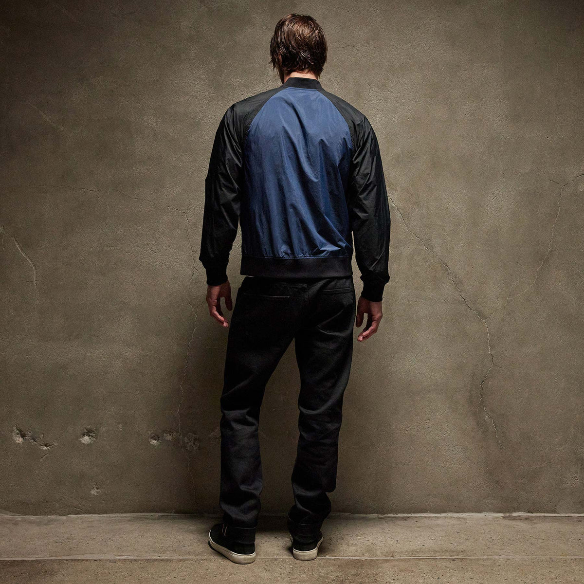 Light Poly Tone Unline Bomber in Imperial/Black | James Perse Los Angeles