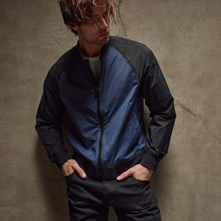 Light Poly Tone Unline Bomber in Imperial/Black | James Perse Los Angeles