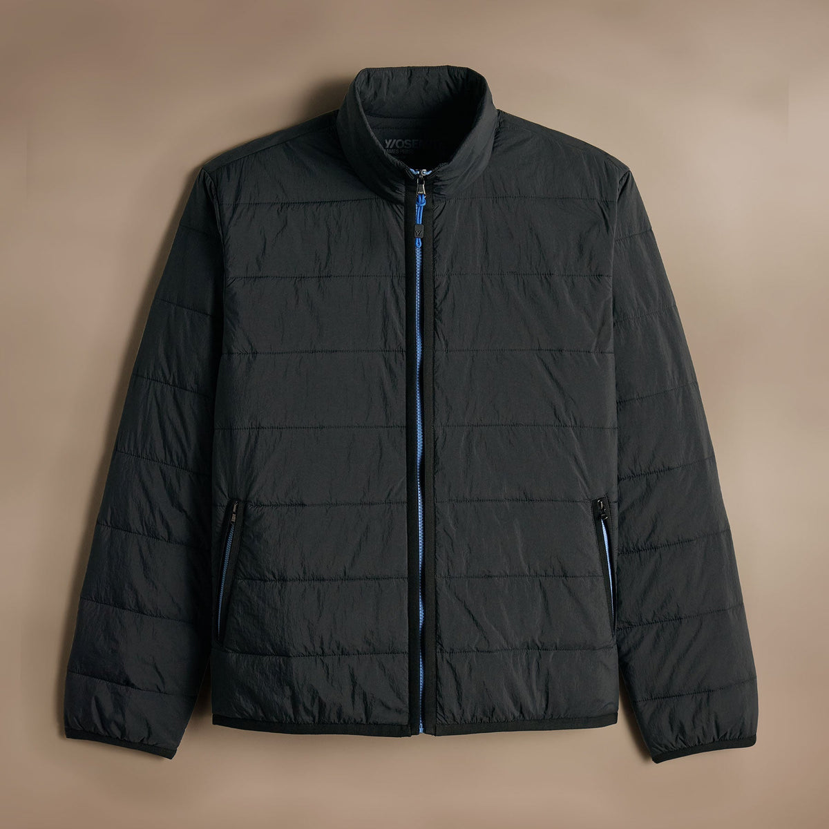 Contrast Zip Insulated Jacket  in Black/Black/Blue | James Perse Los Angeles