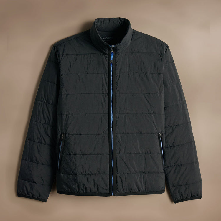 Contrast Zip Insulated Jacket  in Black/Black/Blue | James Perse Los Angeles