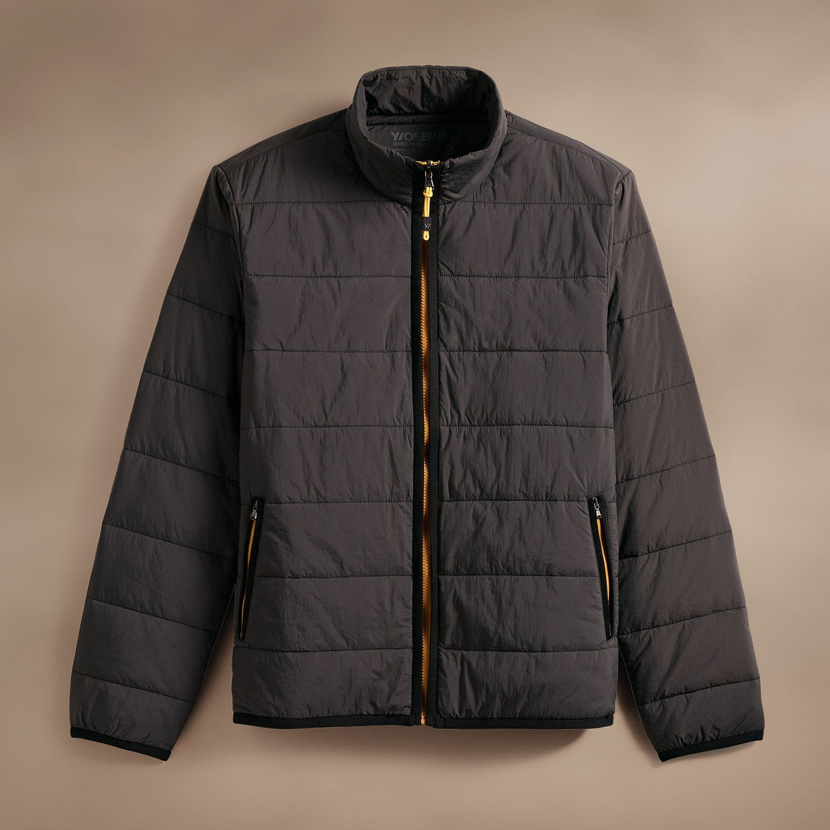 Contrast Zip Insulated Jacket  in Carbon/Black/Yellow | James Perse Los Angeles
