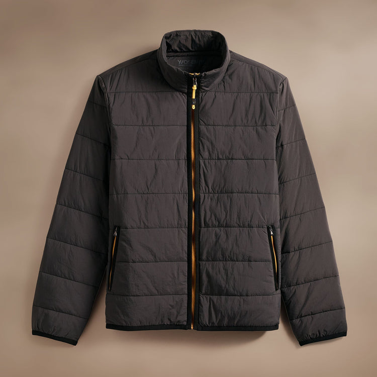 Contrast Zip Insulated Jacket  in Carbon/Black/Yellow | James Perse Los Angeles