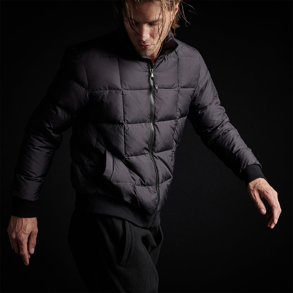 Lightweight Down Filled Jacket in Black | James Perse Los Angeles