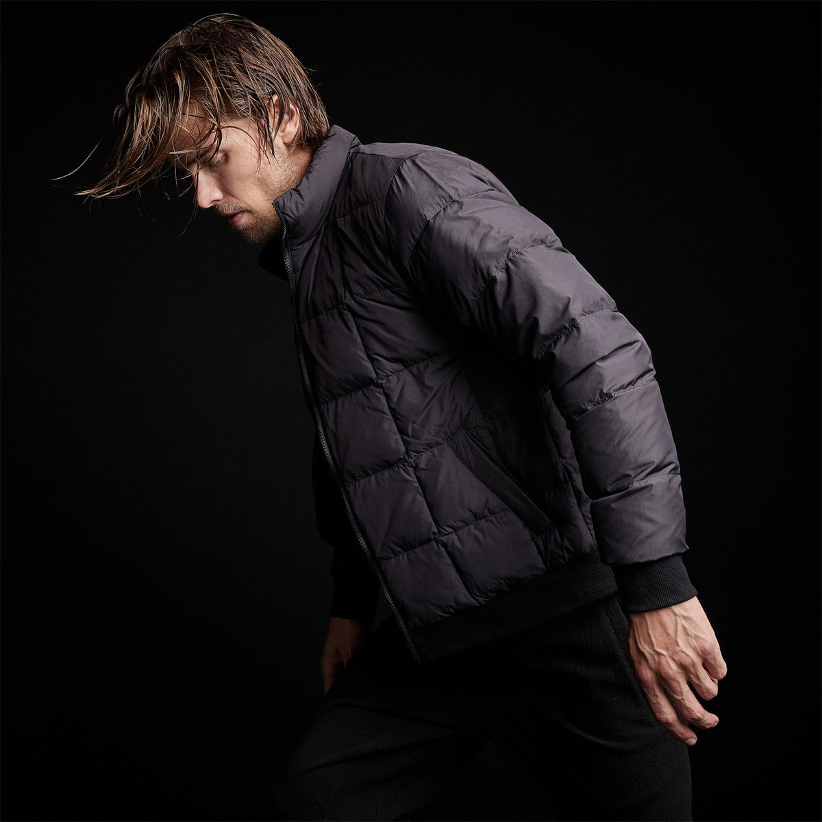 Lightweight Down Filled Jacket in Black | James Perse Los Angeles