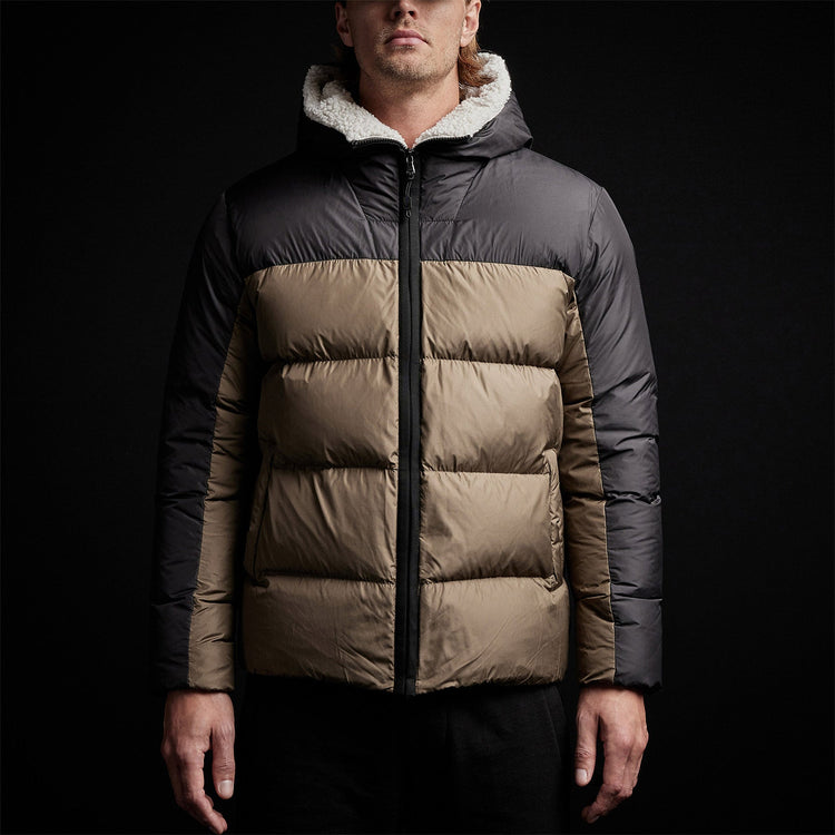 Two Tone Down Parka in Black/Platoon | James Perse Los Angeles