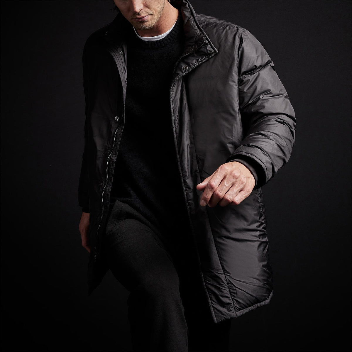 Down Filled Trench in Black | James Perse Los Angeles