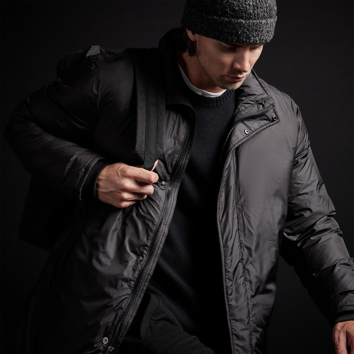 Down Filled Trench in Black | James Perse Los Angeles