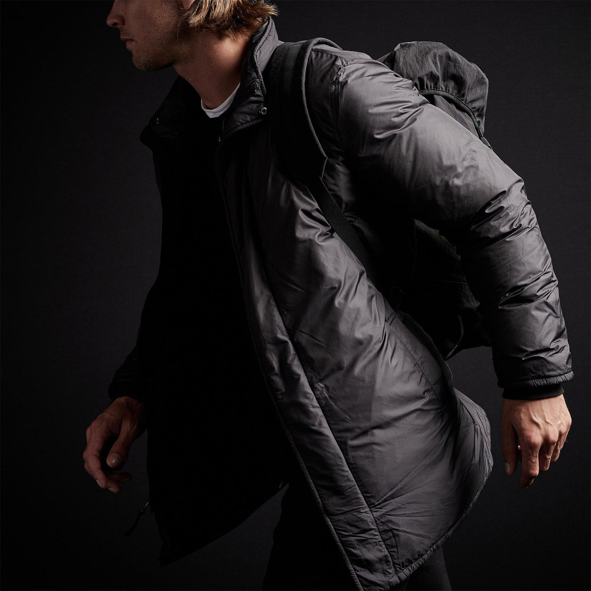 Down Filled Trench in Black | James Perse Los Angeles