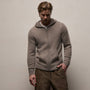 Lightweight Textured Cashmere Knit Zip Up Hoodie in Beige Melange | James Perse Los Angeles