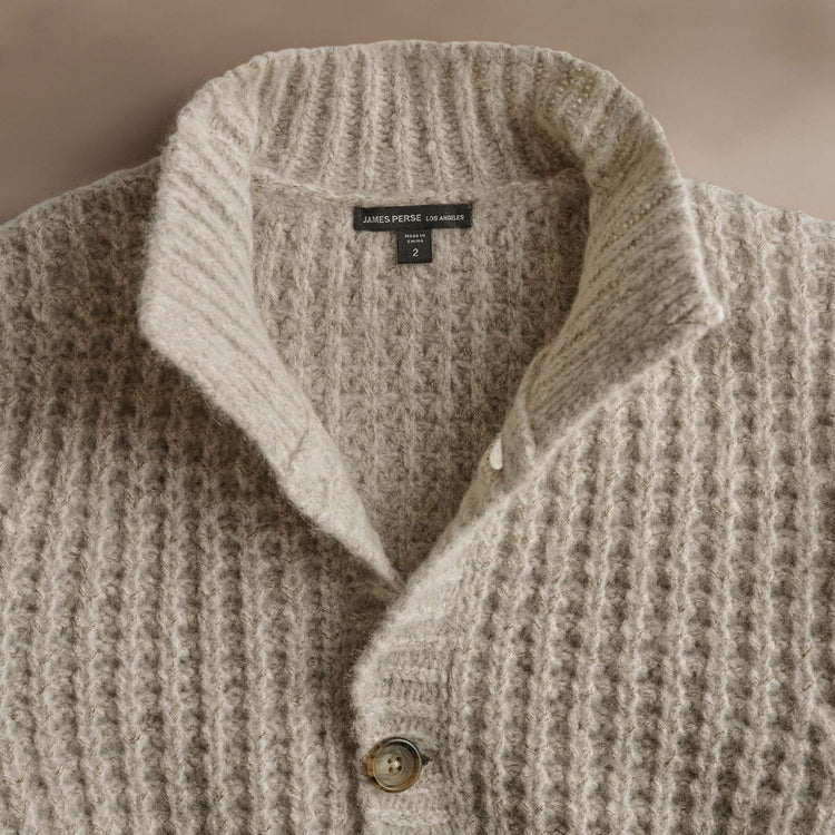 Cashmere Knit Waffle Cardigan  in Hazel | James Perse Los Angeles
