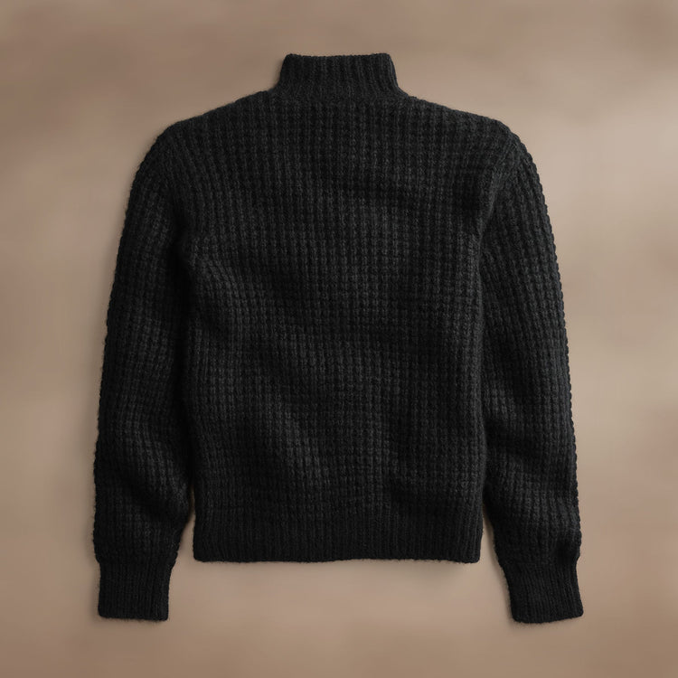 Cashmere Knit Waffle Cardigan  in True Black | James Perse Los Angeles