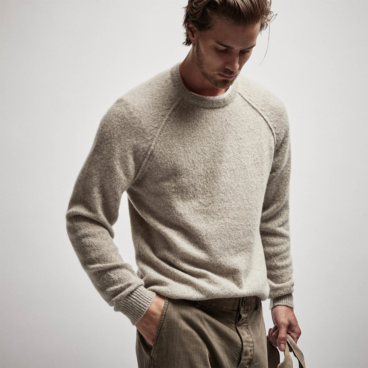 Mid Gauge Crew Sweater in Hazel | James Perse Los Angeles