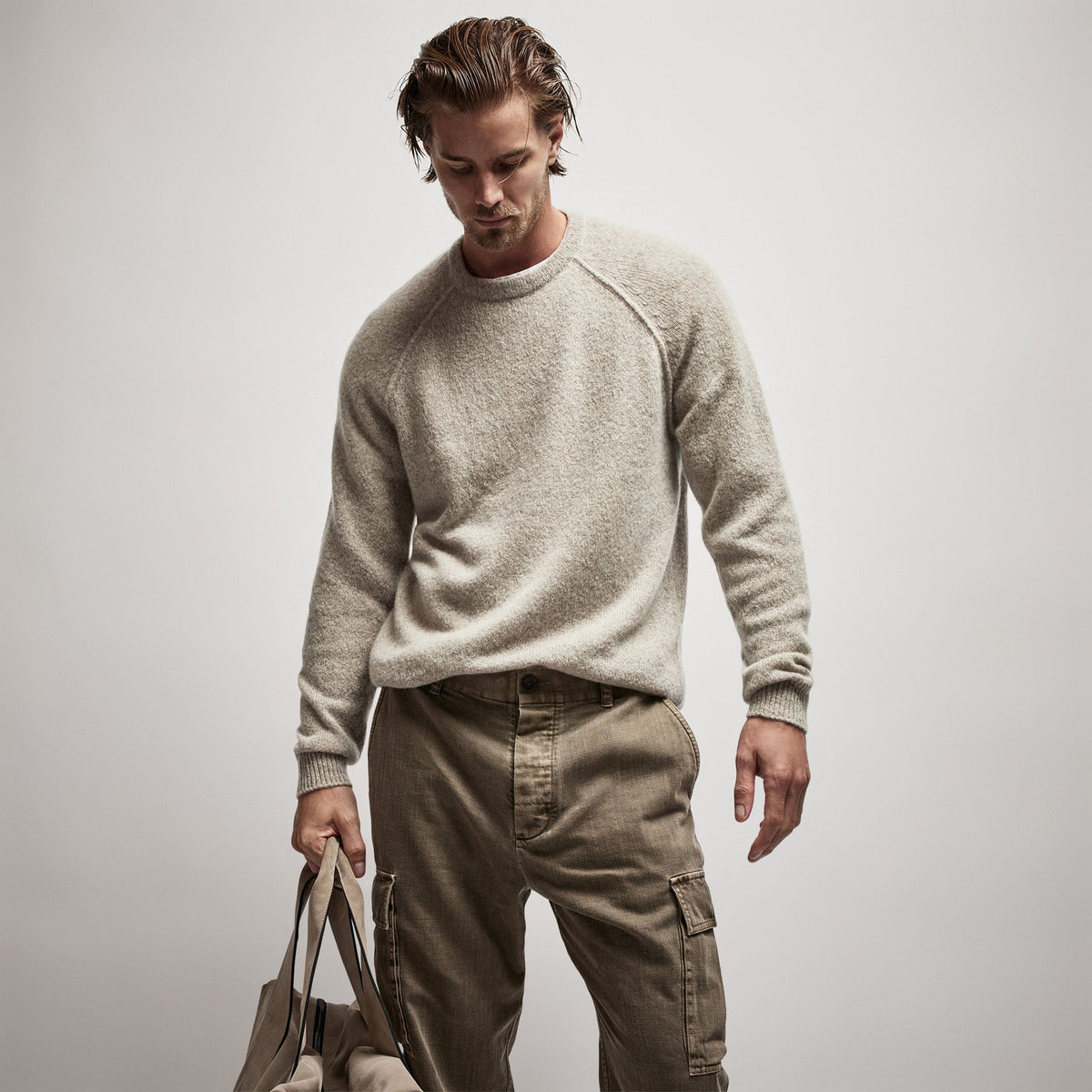 Mid Gauge Crew Sweater in Hazel | James Perse Los Angeles