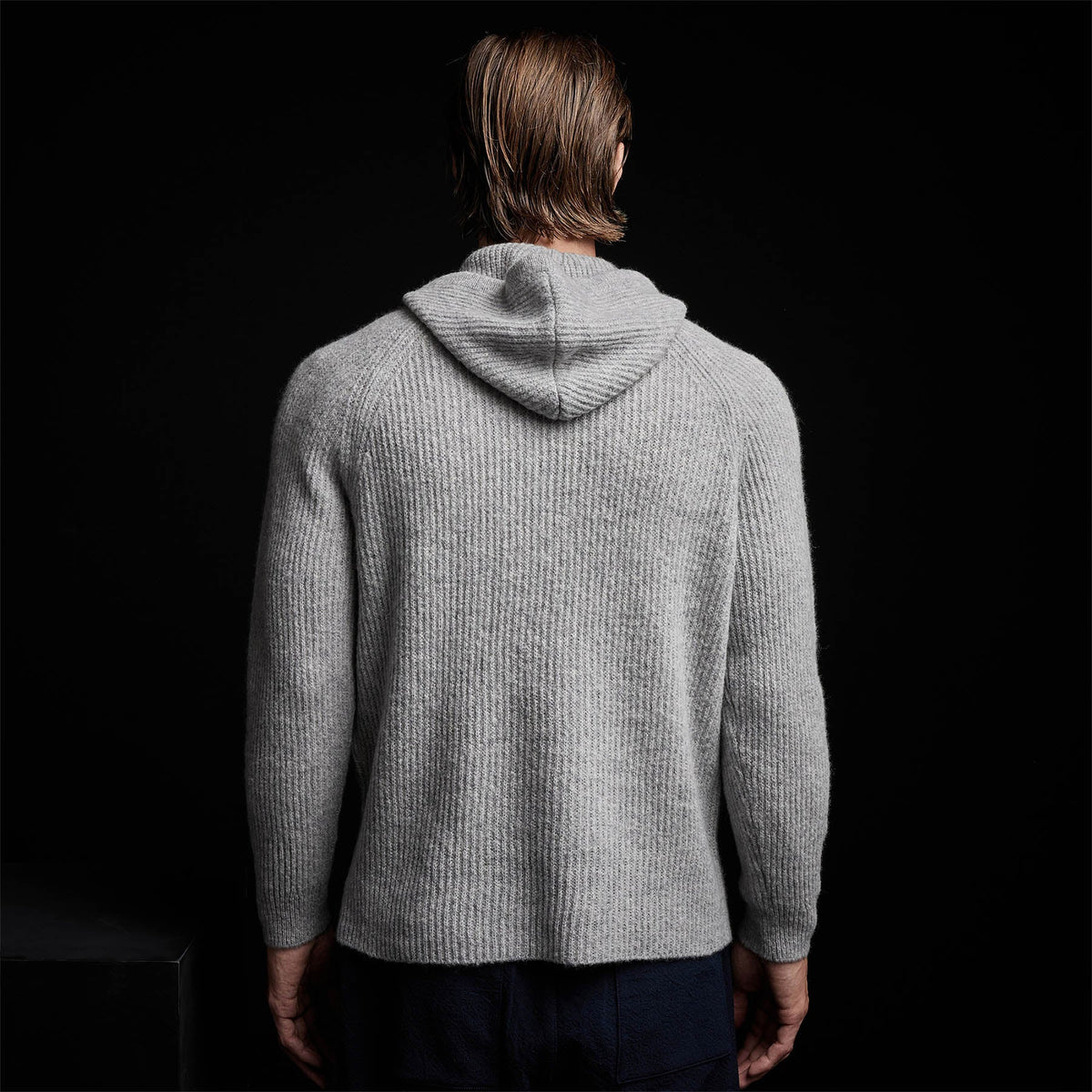 Cashmere Cardigan Stitch Hoody in Heather Grey | James Perse Los Angeles