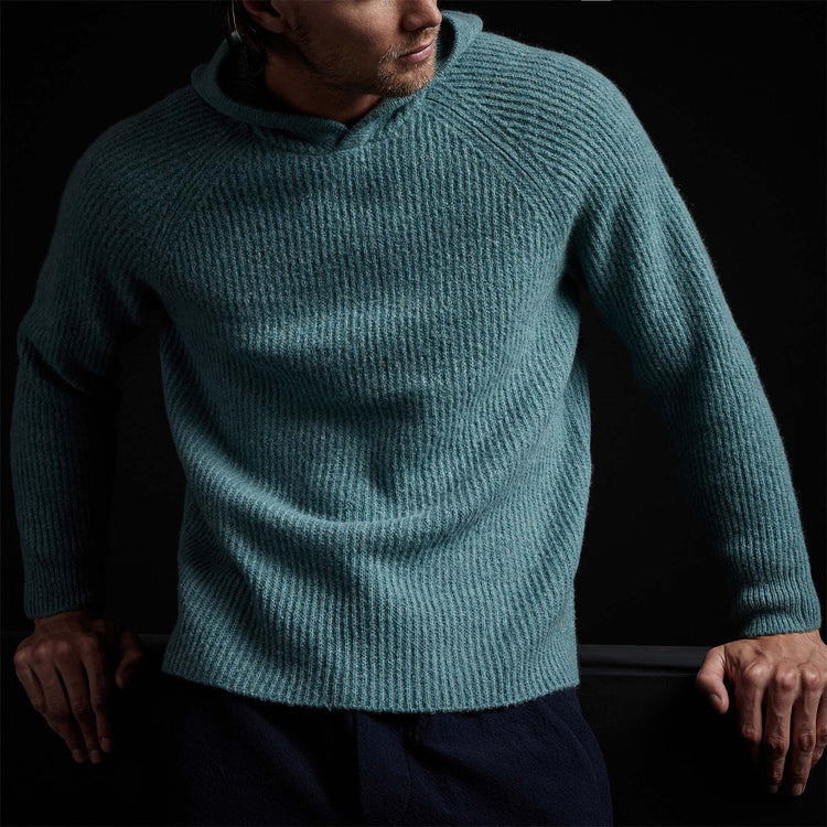 Cashmere Cardigan Stitch Hoody in Tropical | James Perse Los Angeles