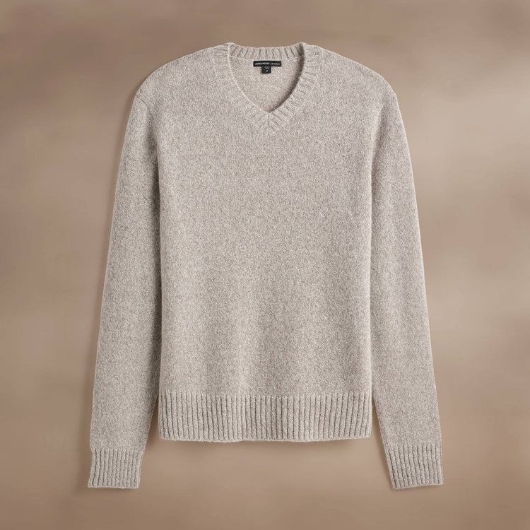 Lightweight Textured Cashmere VinNeck in Hazel | James Perse Los Angeles