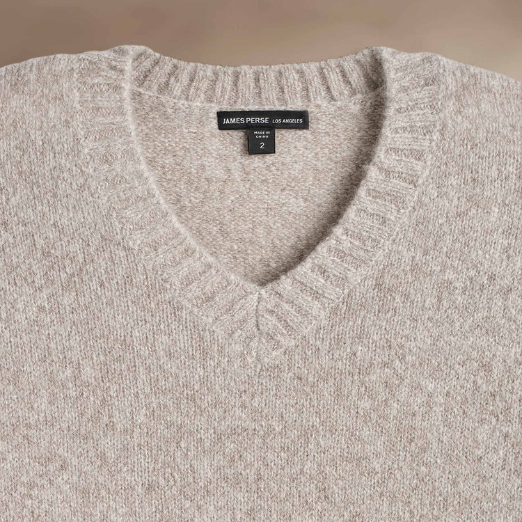 Lightweight Textured Cashmere VinNeck in Hazel | James Perse Los Angeles