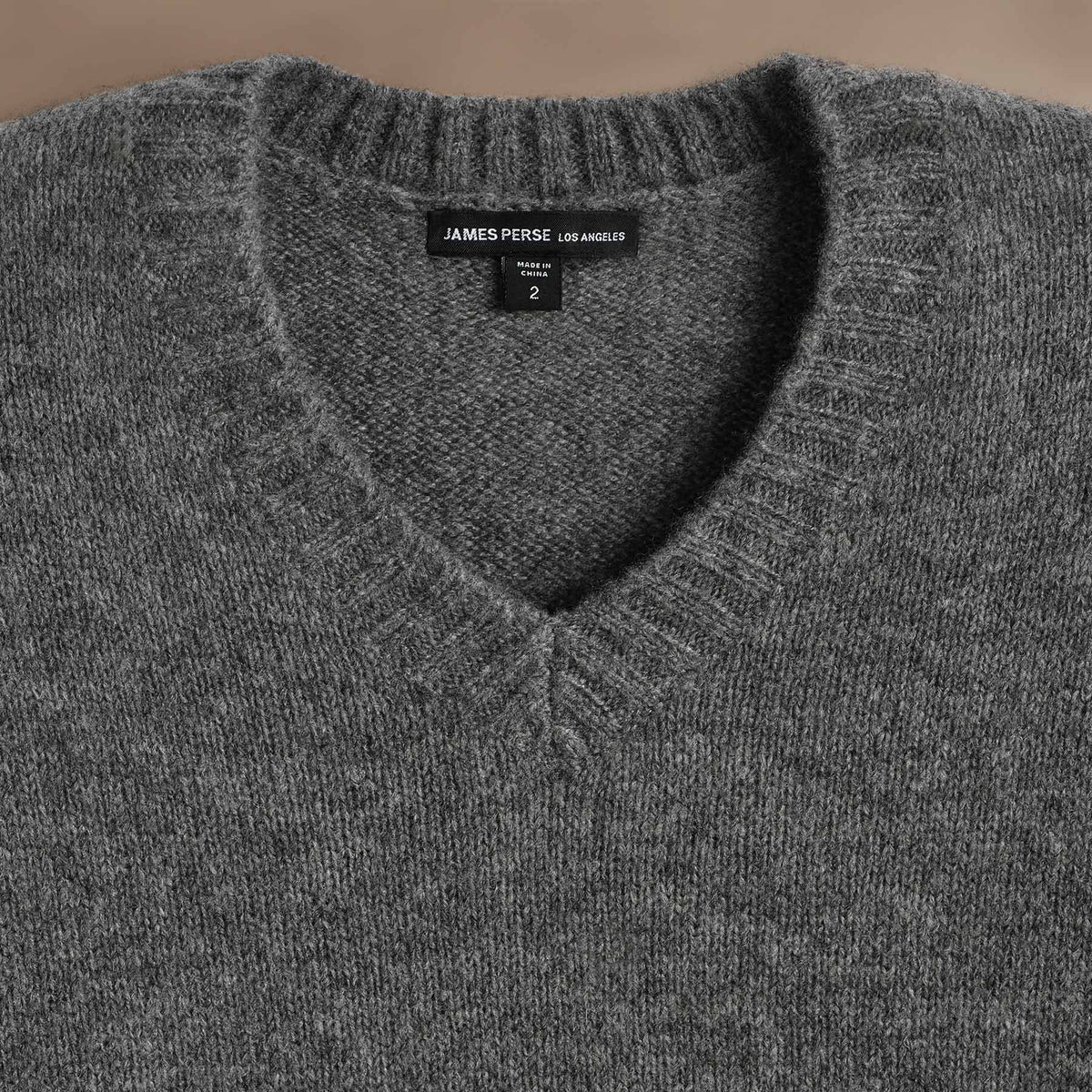 Lightweight Textured Cashmere VinNeck in Thunder | James Perse Los Angeles