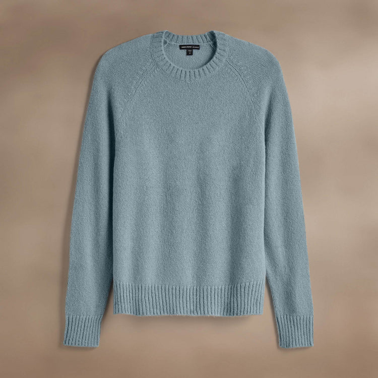 Lightweight Textured Cashmere Crew in Azure | James Perse Los Angeles