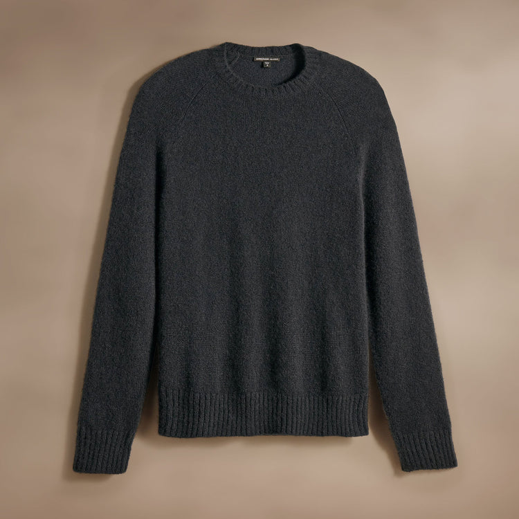 Lightweight Textured Cashmere Crew  in Black | James Perse Los Angeles