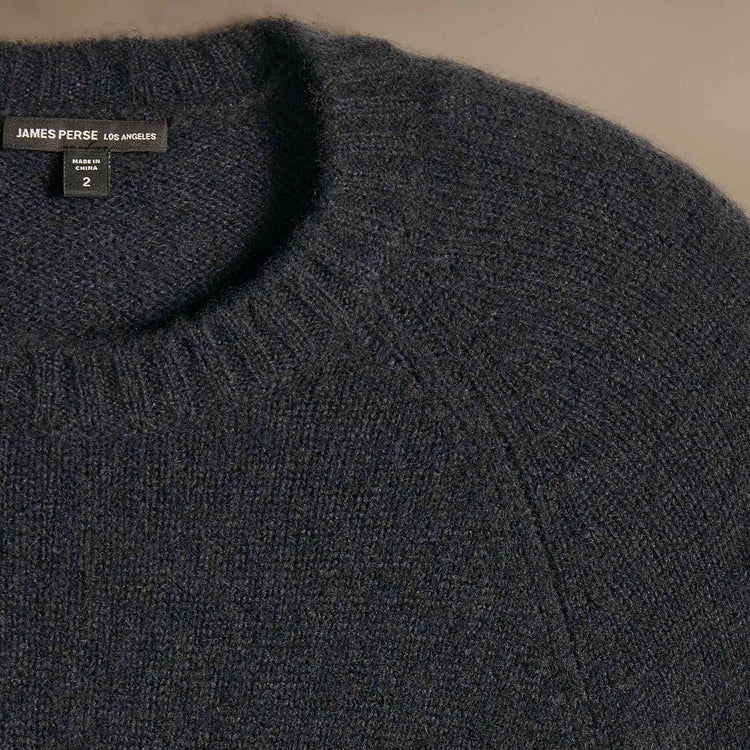 Lightweight Textured Cashmere Crew  in Black | James Perse Los Angeles