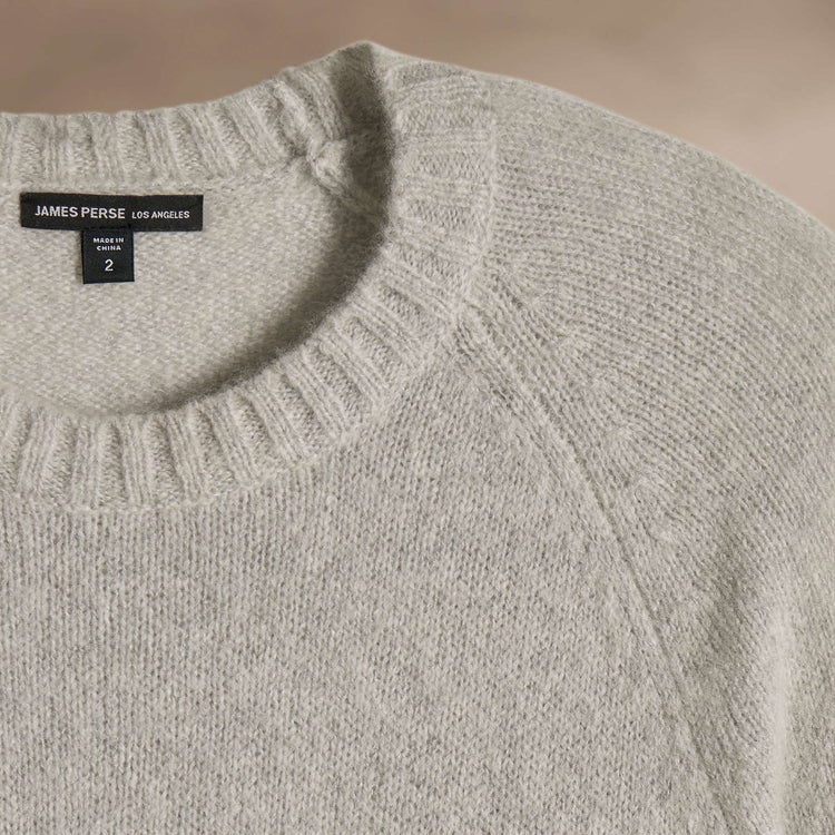 Lightweight Textured Cashmere Crew  in Mist | James Perse Los Angeles