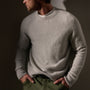 Lightweight Textured Cashmere Crew  in Mist | James Perse Los Angeles
