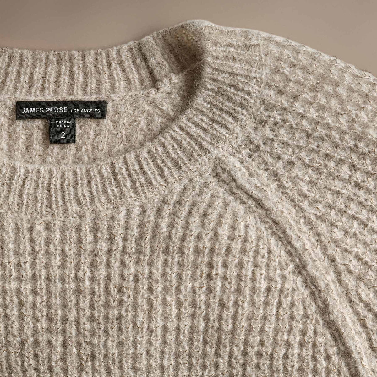 Cashmere Knit Raglan Crew in Hazel | James Perse Los Angeles