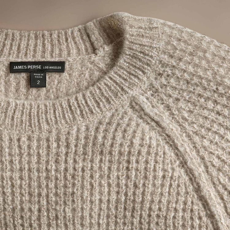 Cashmere Knit Raglan Crew in Hazel | James Perse Los Angeles