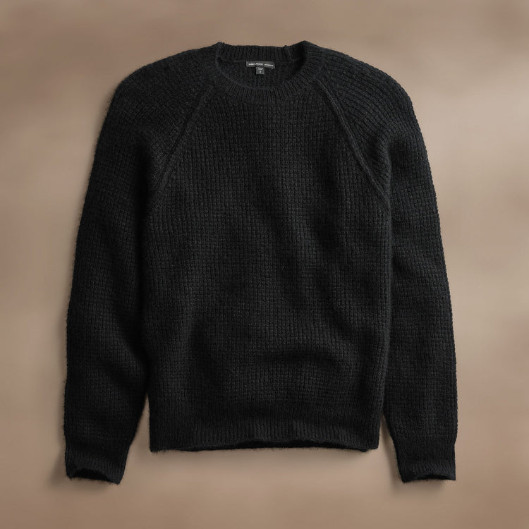 Cahmere Knit Raglan Crew  in True Black | James Perse Los Angeles