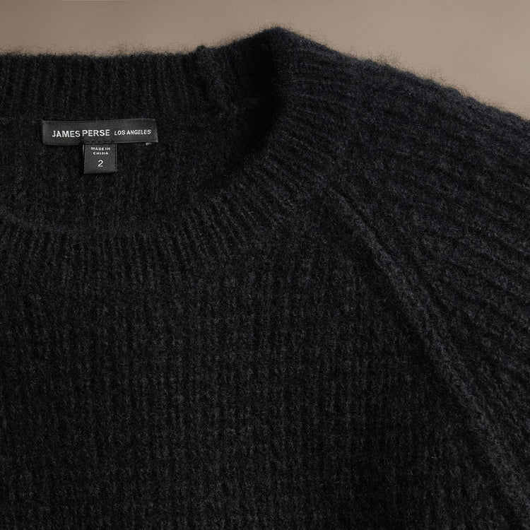 Cahmere Knit Raglan Crew  in True Black | James Perse Los Angeles