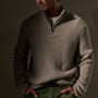 Lightweight Textured Cashmere Waffle Half Zip  in Hazel | James Perse Los Angeles