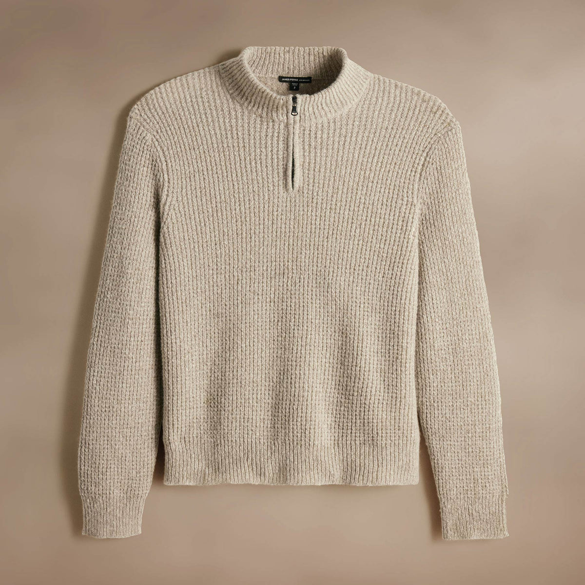 Lightweight Textured Cashmere Waffle Half Zip  in Hazel | James Perse Los Angeles