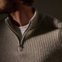 Lightweight Textured Cashmere Waffle Half Zip  in Hazel | James Perse Los Angeles