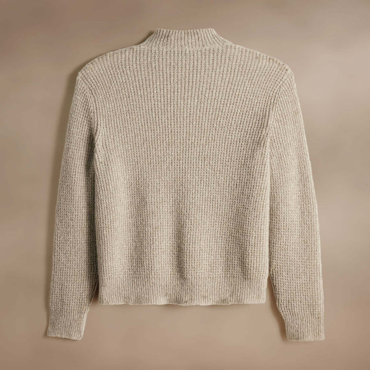 Lightweight Textured Cashmere Waffle Half Zip  in Hazel | James Perse Los Angeles