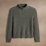 Lightweight Textured Cashmere Waffle Half Zip  in Thunder | James Perse Los Angeles