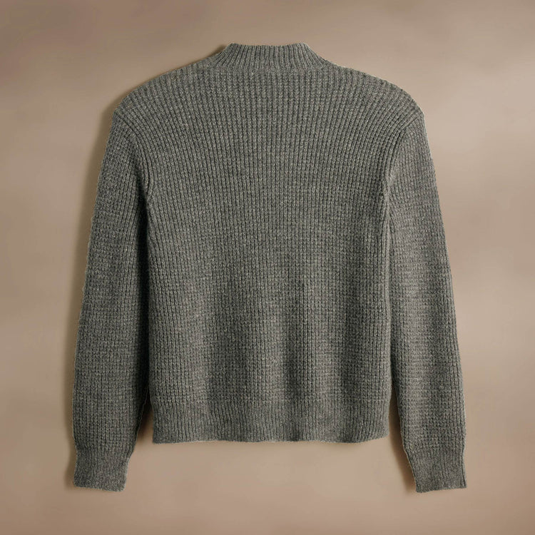 Lightweight Textured Cashmere Waffle Half Zip  in Thunder | James Perse Los Angeles