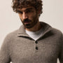Lightweight Cashmere 1/4 Button Sweater in Beige Melange | James Perse Los Angeles
