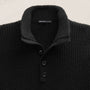 Lightweight Cashmere Button Funnel Neck In Black | James Perse Los Angeles FLAT