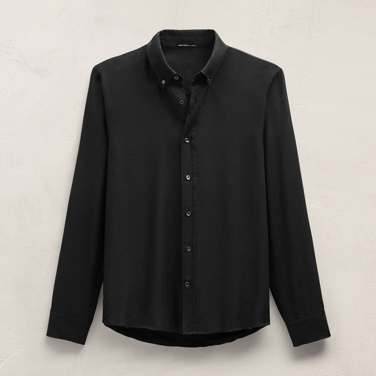 Cotton Cashmere Twill Shirt in Black | James Perse Los Angeles