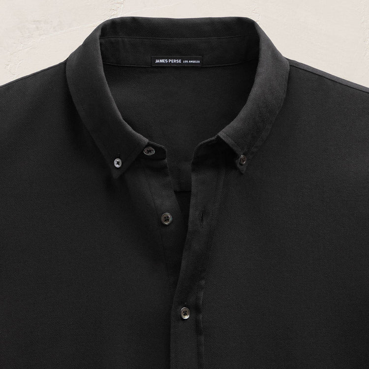 Cotton Cashmere Twill Shirt in Black | James Perse Los Angeles